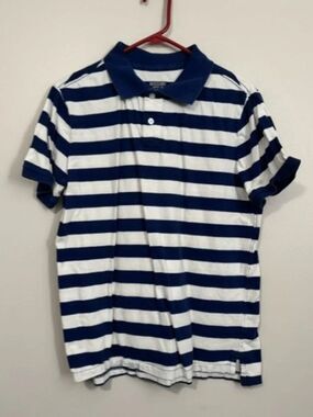 Men's Mossimo Short Sleeve Polo Shirt Color Blue and White Size Large